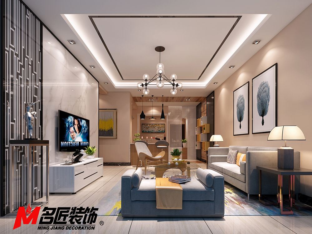 河源市濱河苑住宅區現代簡約風格三居室裝修案例